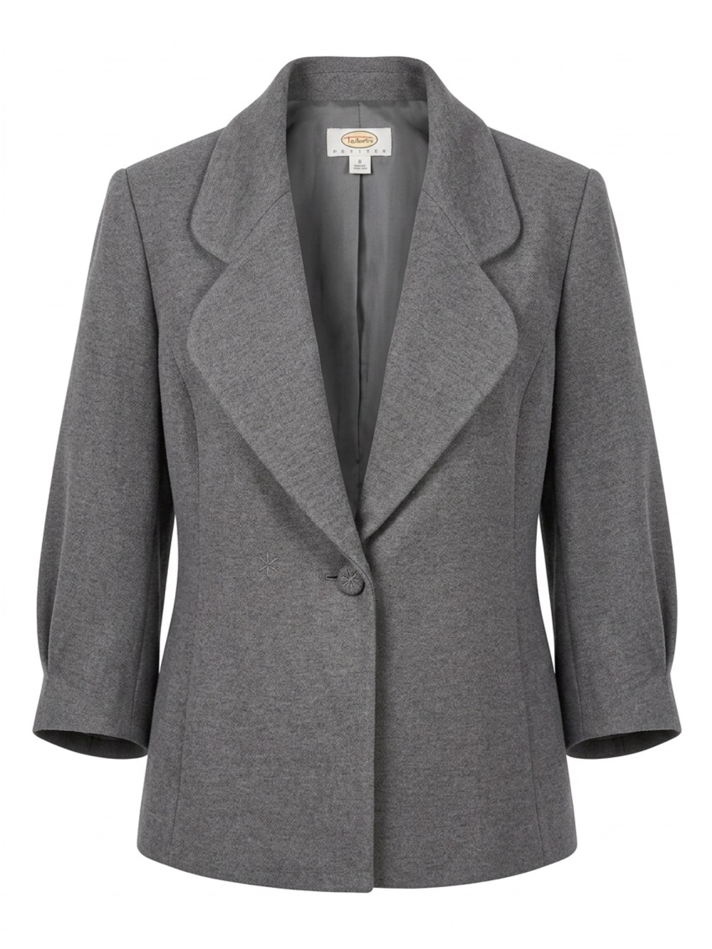 Talbots Grey Sculpted Lapel Single-Button Blazer